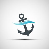 Ship anchor and wave