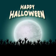 Happy Halloween Zombie Crowd Against The Moon