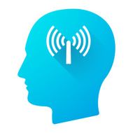 Male head icon with a wifi antenna N2