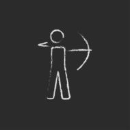 Archer with bow icon drawn in chalk N2