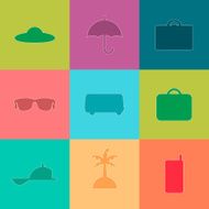 Travel silhouette flat Icons set N3