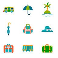 Travel isolated flat Icons set