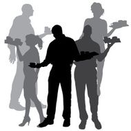 Vector waiter silhouette N2
