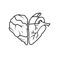 Conceptual art heart and half of a brain vector