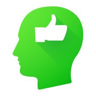 Male head icon with a thumb hand N2