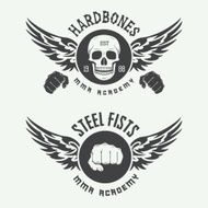 Set of vintage mixed martial arts logo badges and emblems