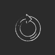 Circular arrow icon drawn in chalk