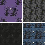Dark trees seamless patterns set N2