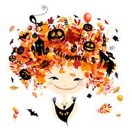 Halloween holiday design female head N2