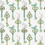 Vintage keys seamless pattern
