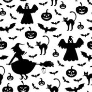 Halloween silhouette pattern seamless N2