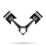 Silhouette symbol of car engine pistons Isolated on white background