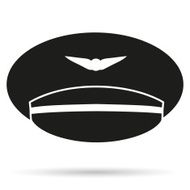 Silhouette symbol of Pilot Aviator Peaked cap