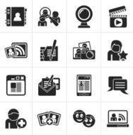 Black social networking and communication icons