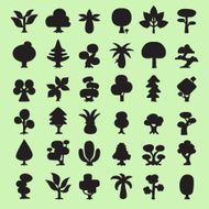 Cartoon vector trees silhouettes collection