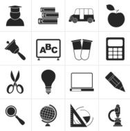 Black education and school icons N2