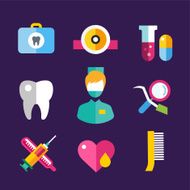 Medicine vector icons set Doctors tools for health care