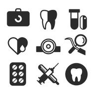 Medicine vector icons set Doctors tools for health care N3