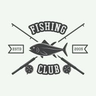 Vintage fishing label log badge N2
