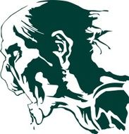 the hungry zombie head silhouette vector