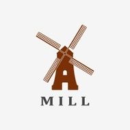 Windmill icon or sign isolated on grey background