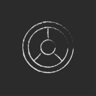 Steering wheel icon drawn in chalk N2