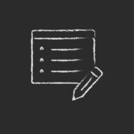 Notepad and pencil icon drawn in chalk N2