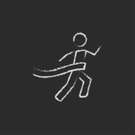 Winner and finish line icon drawn in chalk N2
