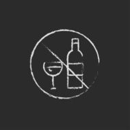 No alcohol sign icon drawn in chalk N2