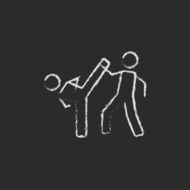 Karate fighters icon drawn in chalk N2