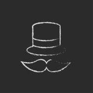 Hat and mustache icon drawn in chalk N2