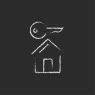 Key for house icon drawn in chalk N4