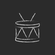 Drum with sticks icon drawn in chalk N2