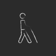 Blind man with stick icon drawn in chalk N2