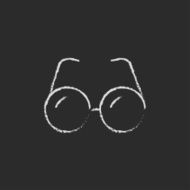 Eyeglasses icon drawn in chalk N2