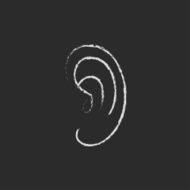 Human ear icon drawn in chalk N3
