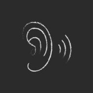 Human ear icon drawn in chalk N4
