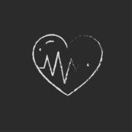 Heart with cardiogram icon drawn in chalk N2