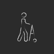 Man with walker icon drawn in chalk