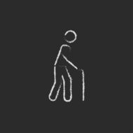 Man with cane icon drawn in chalk