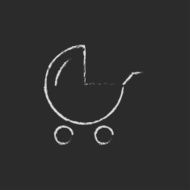 Baby stroller icon drawn in chalk N2
