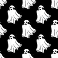 Seamless pattern of white Halloween ghosts N2