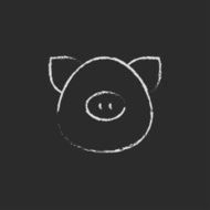 Pig head icon drawn in chalk