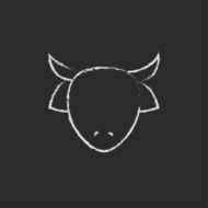 Cow head icon drawn in chalk N2