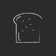 Single slice of bread icon drawn in chalk