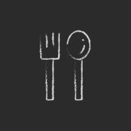 Spoon and fork icon drawn in chalk