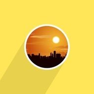 City skyline at sunset Round icon N2