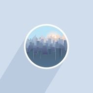 Blue city skylines Round icon N2