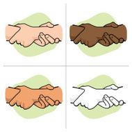 Illustration leaning hands holding a wrist of another ethnicity