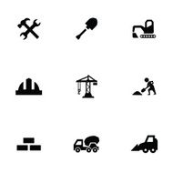 construction 9 icons set